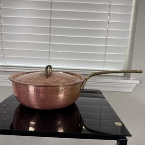 Ruffoni Italy Hammered Copper Saucepan with Brass Handle